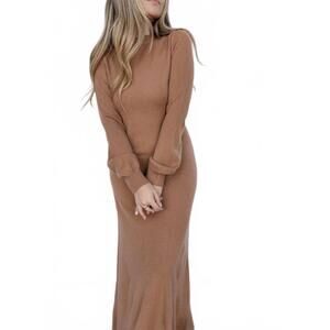 NEW W. CASHMERE casey sweater dress in camel